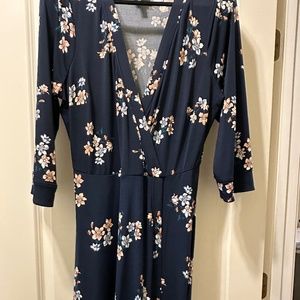 Navy faux wrap dress